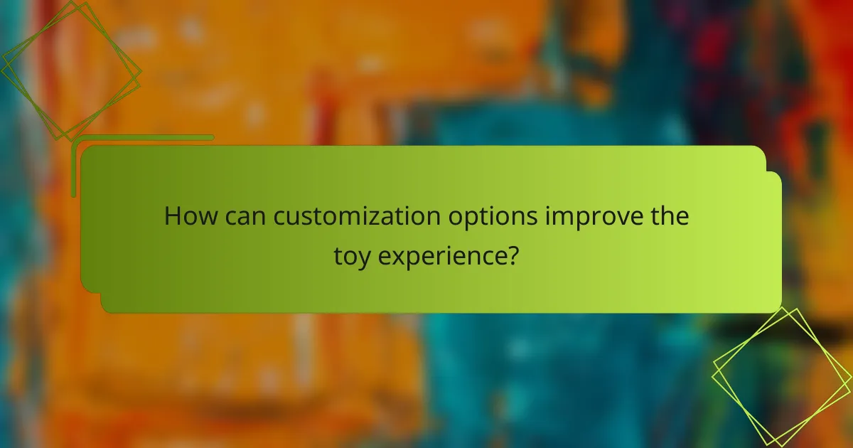 How can customization options improve the toy experience?