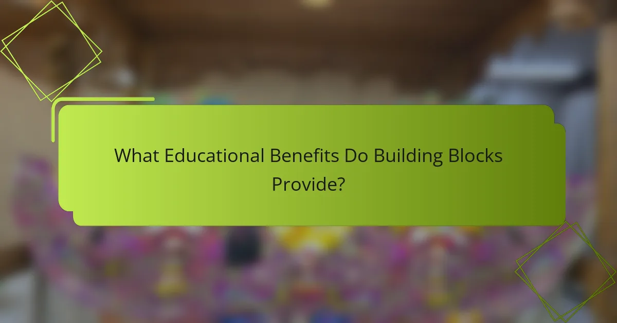 What Educational Benefits Do Building Blocks Provide?