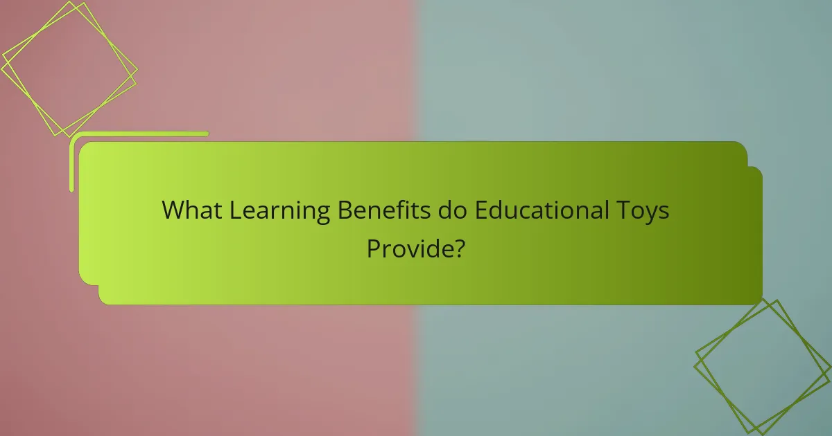 What Learning Benefits do Educational Toys Provide?
